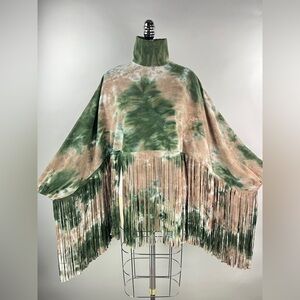450B. Fleece Tie Dye Fringe Sweatshirt